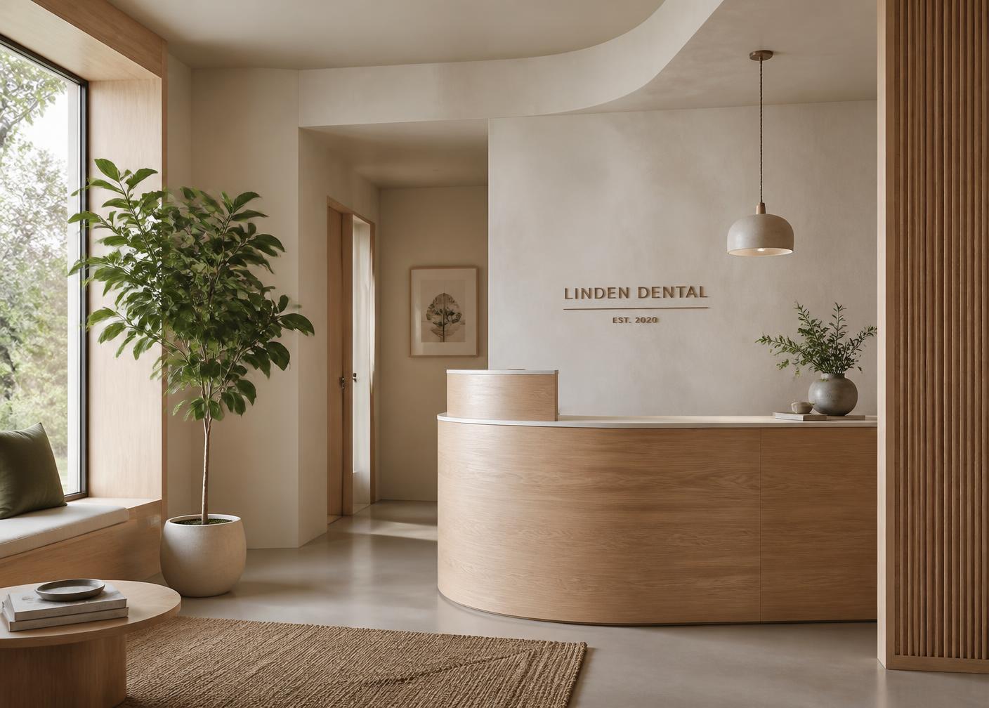 Interior of a modern, light-filled boutique dental practice